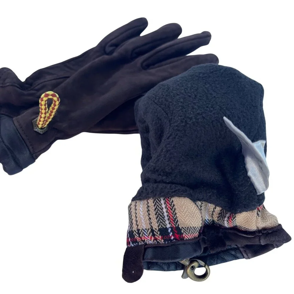 Timberland Genuine Leather Gloves Plaid Lined Women’s L Tag Fits Small